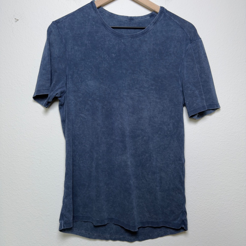 Lululemon Men T-Shirt Small Blue Acid Wash Short Sleeve Crewneck Casual